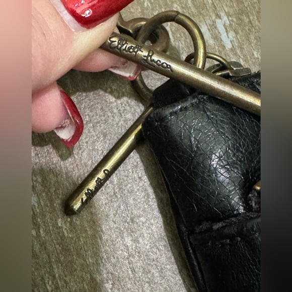 Elliott Lucca Black Leather Crossbody Bag Purse Chain Strap - Picture 9 of 12